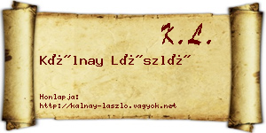 Kálnay László névjegykártya
